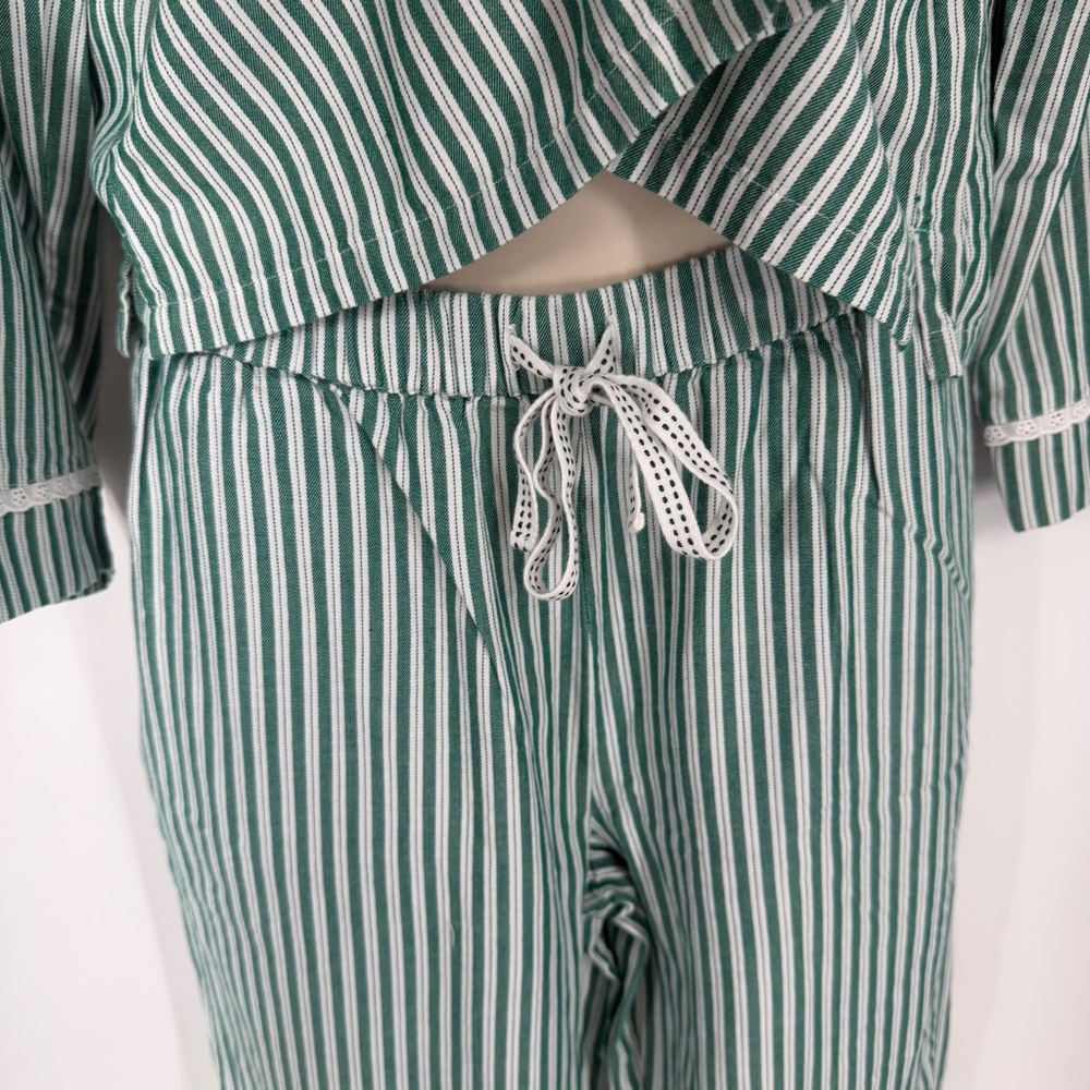 Rachel Ashwell Green & White Striped Pajama Set Sz S Cottagecore 100% Cotton - Picture 5 of 16